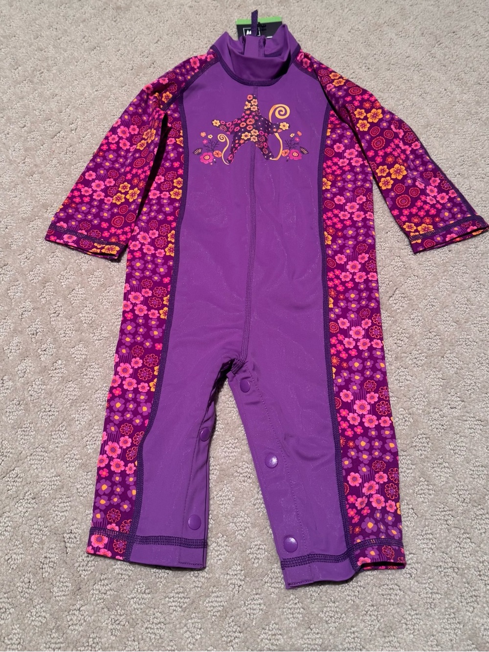 REI Purple Floral-Print Long-Sleeve Kids Swim Bodysuit
